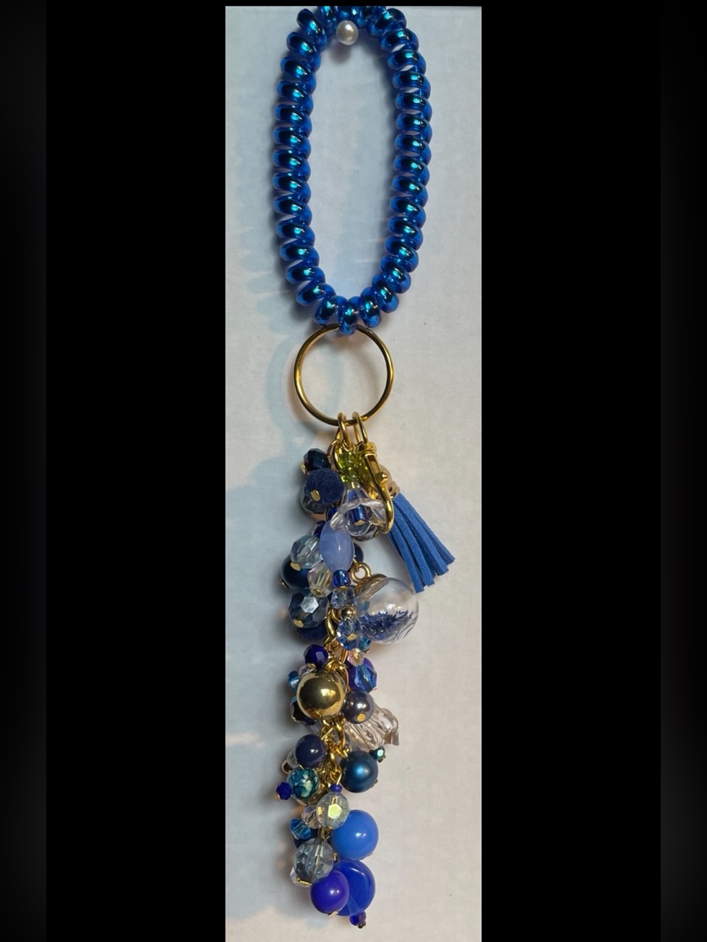 Blue Beaded Tassel Keychain/ Purse Flair Charm - Designer-Inspired